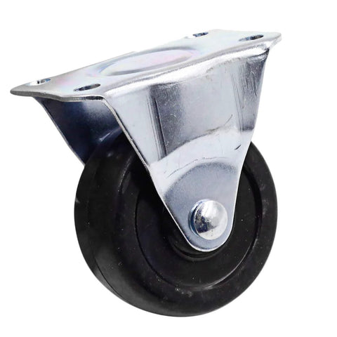 Heavy Duty 4 Piece 2 Inch Rubber Caster Wheels With Rigid Fixed Non Swivel Top Plate For Furniture, Quiet Non Marking Polyurethane Casters