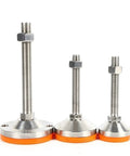 Set Of 4 Adjustable Leveling Feet With 304 Stainless Steel Heavy Duty Floor Stabilizers For Tables Chairs Shelves And Workbenches Easy Height And Angle Adjustment Rubber Cushioned Bottom, three threaded feet