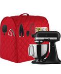Heavy Duty Stand Mixer Cover for Tilt Head and Bowl Lift Models, Waterproof Interior, Red with 3 Accessory Pockets, Easy Clean