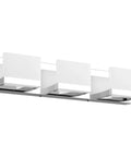 Three Light LED Vanity Light For Bathroom Chrome Finish Up And Down Mount Over Mirror Modern Wall Fixture With Frosted Acrylic Shade White Daylight 6000K For Brilliant Even Bath Illumination Easy Install