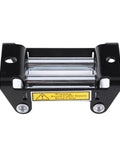 Heavy duty four way roller fairlead for Rock Solid 4000lb Electric Winch With Heavy Duty Steel Cable for off-road recovery.