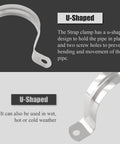 50 Pack 2 Inch Conduit Clamps Stainless Steel 304 U Bracket With Two Hole Design shown close-up of U-shaped design