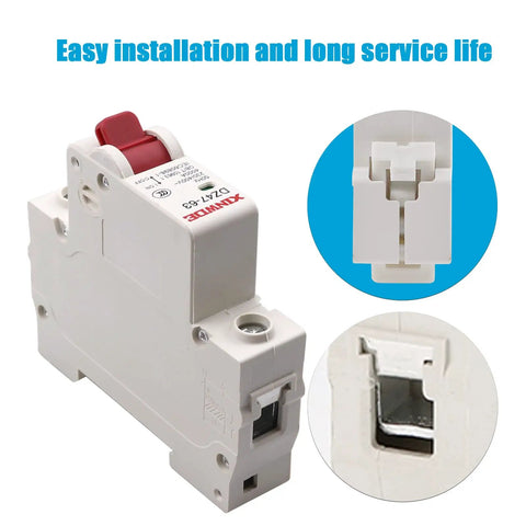 One-Pole 2A Miniature Circuit Breaker For Home Circuits, 230V/400V, DIN Rail Mount DZ47-63, shown with screw-clamp design.