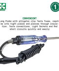 All In One Continuity And Current Tester For 6 To 12 V DC And 24 V AC Heavy Duty Electrical Tester With 54 Inch Beefy Cord