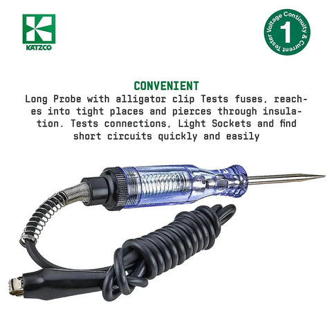 All In One Continuity And Current Tester For 6 To 12 V DC And 24 V AC Heavy Duty Electrical Tester With 54 Inch Beefy Cord
