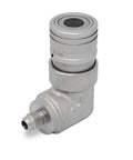 Summit Hydraulics 90-degree flat-face skid steer hydraulic quick-connect coupler, 3/8 in JIC male thread, silver metal