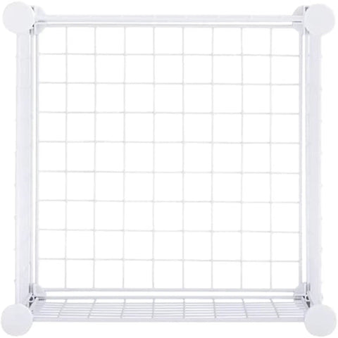 Three Piece Wire Stackable Cube Storage Set White For Closet Bookshelf And Toys Easy To Assemble front view