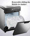 Top Tier Counter Top Ice Maker Delivers Sixty One Pounds Daily Lightning Fast Five Minute Cycle with removable ice basket and sliding door.