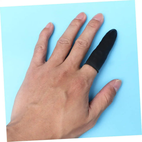 Heavy Duty 1000 Pack Finger Sleeve Protectors Soft Latex Tip Guards on hand, ideal for mechanics and sewing crew, lightweight.