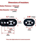 Dimensions of rubber insulators in Universal Muffler Hanger Kit 16 Piece With 10mm Weld On Rods Zinc Coated Mild Steel And Rubber Insulators