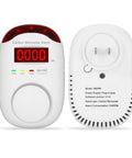 Front and back view of Plug In Carbon Monoxide Detector With Digital LED Display Real Time CO Monitor Alarm With Sound And Light Alerts For Home Apartment Or Hotel Accurate Electrochemical Sensor Easy Install White