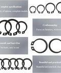 5 Piece External Circlips Snap Rings 125-145Mm For Tough Jobs Fixing Bearings Gears And Pulleys Heavy Duty Spring Steel set displayed.
