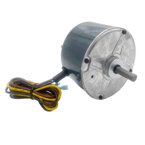 Straight Up 1/4 HP AC Condenser Fan Motor 208-230V 1100 RPM with CCW shaft and wires for Carrier Bryant HVAC replacement.