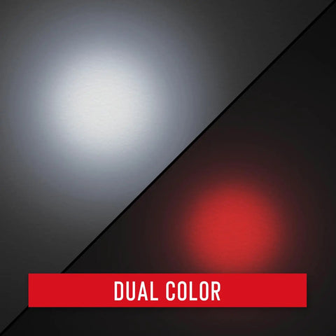 Dual Color LED Flashlight With White And Red Beams 315 Lumen Output Bullseye Spot Beam Optic for broad light illustration