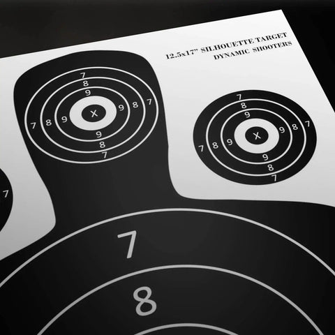 Made In USA Paper Shooting Range Silhouette Targets 50 Sheets 17x25 Inch for practice with pistols and rifles, close-up view
