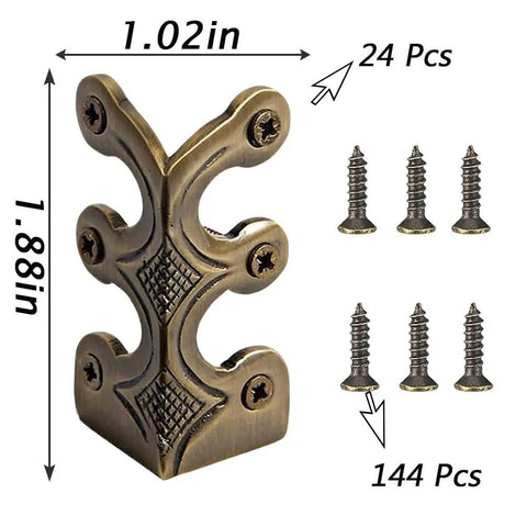 Top Shelf Solid Brass Baseboard Corner Guards For Walls And Skirting Boards, vintage bronze corner protector with screws, 1.88in.
