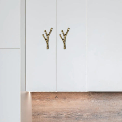 Branch Shaped Cabinet Handles Four Piece Set Vintage Retro Metal Drawer Knobs For Wardrobe Kitchen Bathroom Cupboard Easy Install Single
