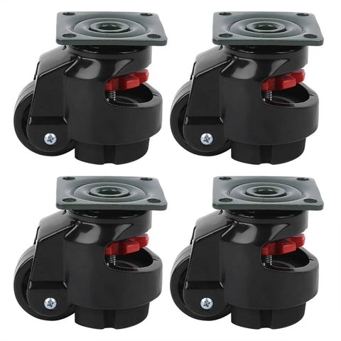 Heavy Duty Level-Adjust Caster Wheels Set, 4 Pack Nylon Swivel Casters For Moving Tables And Heavy Equipment in black