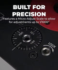 Smooth Running Precision Router Table Lift System Featuring Hard Anodized Aluminum Plate and Bearing Guide Carriage dial for micro-adjustments.