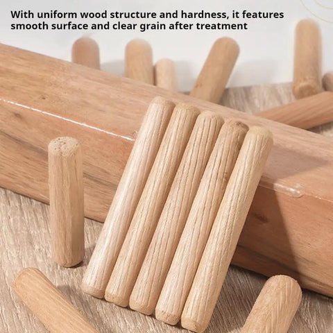 Five Size Hardwood Wood Dowels Set M5 M6 M8 M10 M12 Beveled Ends Fluted Pins For Woodworking Crafts And Furniture DIY Projects 100 Pcs M6x40