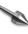 Heavy Duty MT2 Live Tailstock Center For Wood Lathe With 60 Degree Ball Bearing Tip showing precision tip and shank design.
