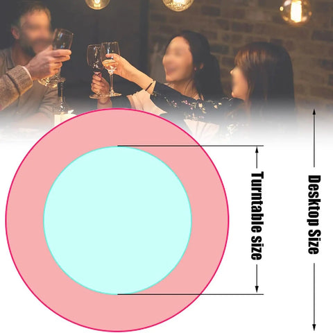 Diagram of Clear Round Glass Lazy Susan Turntable For Dining Table With 360 Degree Swivel Easy Spin Smooth Quiet Rotation Serving Tray