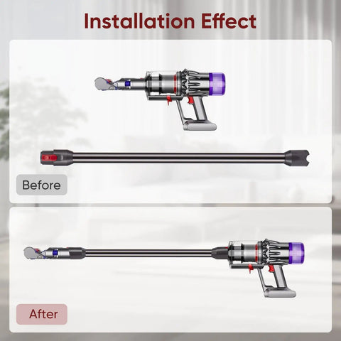 Installation effect of Premium Aluminum Quick Release Extension Wand For Dyson V12 Detect Slim And V10 Digital Slim Cordless Vacuums Replacement Extension Tube No Fuss Easy Snap Fit Long Lasting Gray Finish