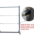 Detailed view of Badass Heavy Duty Rolling Textile Storage Rack With Adjustable Metal Rods And Smooth Casters for vinyl rolls.