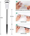 10 Pack Solar Powered Path Lights Waterproof Stainless Steel Stake Lights instructions with dimensions and parts