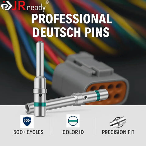Deutsch DT Connector Pins And Sockets Kit With Solid Contacts Size 16, professional pins detail, 0460 215 16141 terminal shown