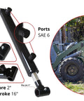 Beefy 2 Inch Bore Hydraulic Cylinder With 16 Inch Stroke Welded Ram And Cross Tube Ends with SAE 6 Ports on industrial loader