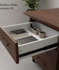 Open drawer with Heavy Duty Ball Bearing Drawer Slides With Cold Rolled Steel Bottom Mount Hardware Black Finish 1 Pair visible