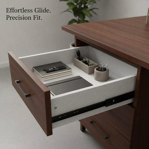 Open drawer with Heavy Duty Ball Bearing Drawer Slides With Cold Rolled Steel Bottom Mount Hardware Black Finish 1 Pair visible