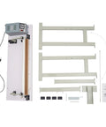 Heavy Duty Foot Pedal Heat Sealer Bag Machine For Industrial Shop With 850W Power And Quick Timer Control Grippy Base Pads Easy To Use components laid out including the sealing bar and assembly parts.