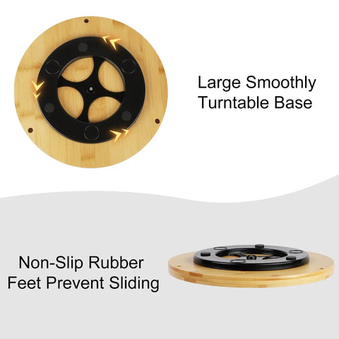 Underside view of Two Tier Lazy Susan Organizer Revolving Turntable for Cabinets with rubber feet for slip prevention.