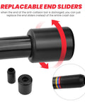 Close-up of replaceable end sliders on Badass Saddlebag Guard Crash Bar For Harley Touring Motorcycles, Heavy Gauge Steel.