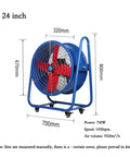 Heavy Duty 24 Inch Industrial Floor Fan delivering killer high velocity airflow with easy angle tilt sturdy steel frame.