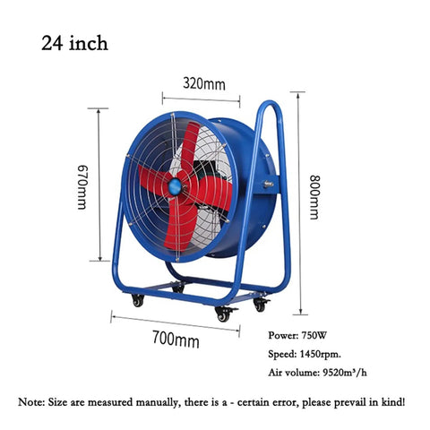 Heavy Duty 24 Inch Industrial Floor Fan delivering killer high velocity airflow with easy angle tilt sturdy steel frame.