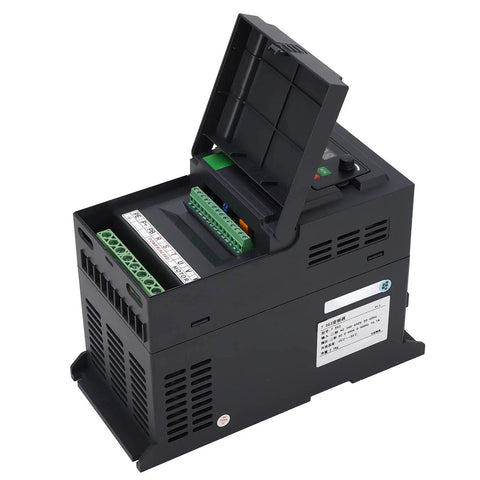 Heavy Duty 7.5KW VFD 3 Phase Input 3 Phase Output 0 To 400 Hz Controller With Vector Control Inverter For CNC Machines And Motor Speed Regulation, black ABS housing, open terminal panel