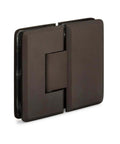 Oceana Heavy Duty 180 Degree Glass To Glass Hinge in Oil Rubbed Bronze, front view, for 3/8-1/2 inch glass, supports up to 150 lbs