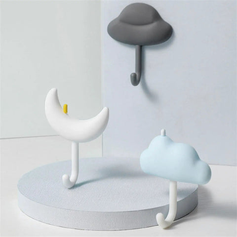 3 Pc Wall Mounted Hooks Set Grey Creative Home Storage Solution For Keys Towels And Sundries Sleek Kitchen Bathroom Organizer Rack.