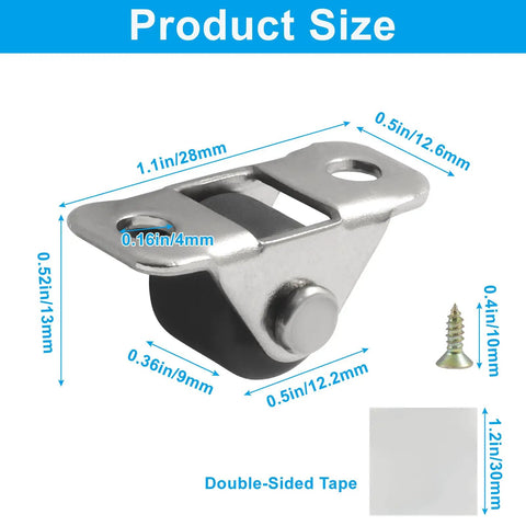 Hella Smooth Rolling 8 Piece Mini Caster Wheels Built Tough With Rubber Tread For Home Office Gear and Storage Bins Easy Install Heavy Duty Fixed Casters Solid Eighty Eight Lbs Limit Setup Right Away size diagram with dimensions.
