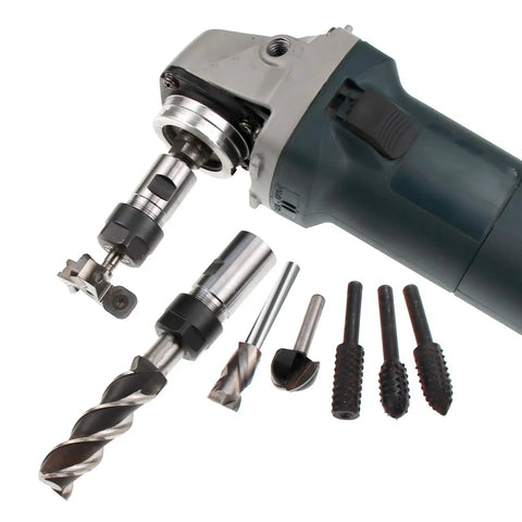 Angle Grinder Extension Shaft Set 5/8-11 Thread Drill Conversion With 1/4 Inch And 1/2 Inch Spring Collets Woodworking Tool Adapters