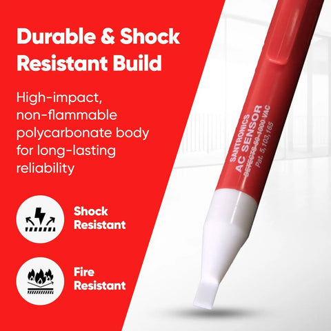 Compact Noncontact AC Voltage Detector 50 To 1000VAC CAT IV pen with red polycarbonate body