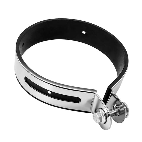 Sturdy Stainless Steel Motorcycle Exhaust Clip Brackets With Rubber Cushions shown with secure fasteners, universal fit