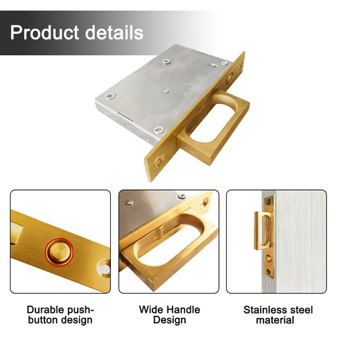 Recessed Finger Flush Pulls With Edge Pull For Pocket Doors Closet Doors Sliding Doors And Barn Doors Gold 6 Inch Handle Hardware Stainless Steel Rust Proof Pop Up Design Durable Construction.