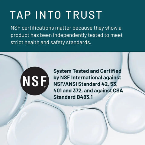 Image showing NSF certification badge highlighting standards, related to Under Sink Water Filter Replacement Cartridge for Aqua-Pure AP-DWS1000 AP-DW80/90.