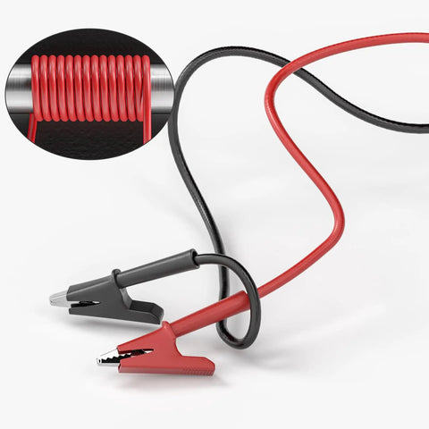 5 Pack Alligator Clip Test Leads Dual Ended Crocodile Clips With Insulated Flexible Copper Wires For Electrical Testing 10ft (3m) Length 1000V 15A Durable Rubber Insulation Pro Grade, focus keyword included, showing red and black clips with coil detail