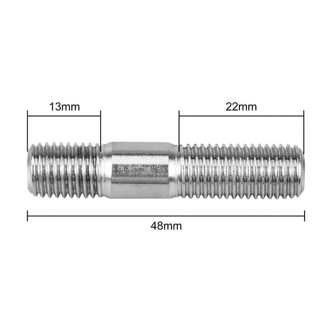 Garage Grade 12 Pair Exhaust Manifold Stud And Heavy Duty Nut Bolt Kit Upgrade M10 X 48mm steel stud measuring 48mm with threads.