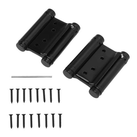 Double Action Spring Hinge for Swing Doors, Stainless Steel Black Finish, Compact, Easy Install, Self-Closing Door Hardware with screws